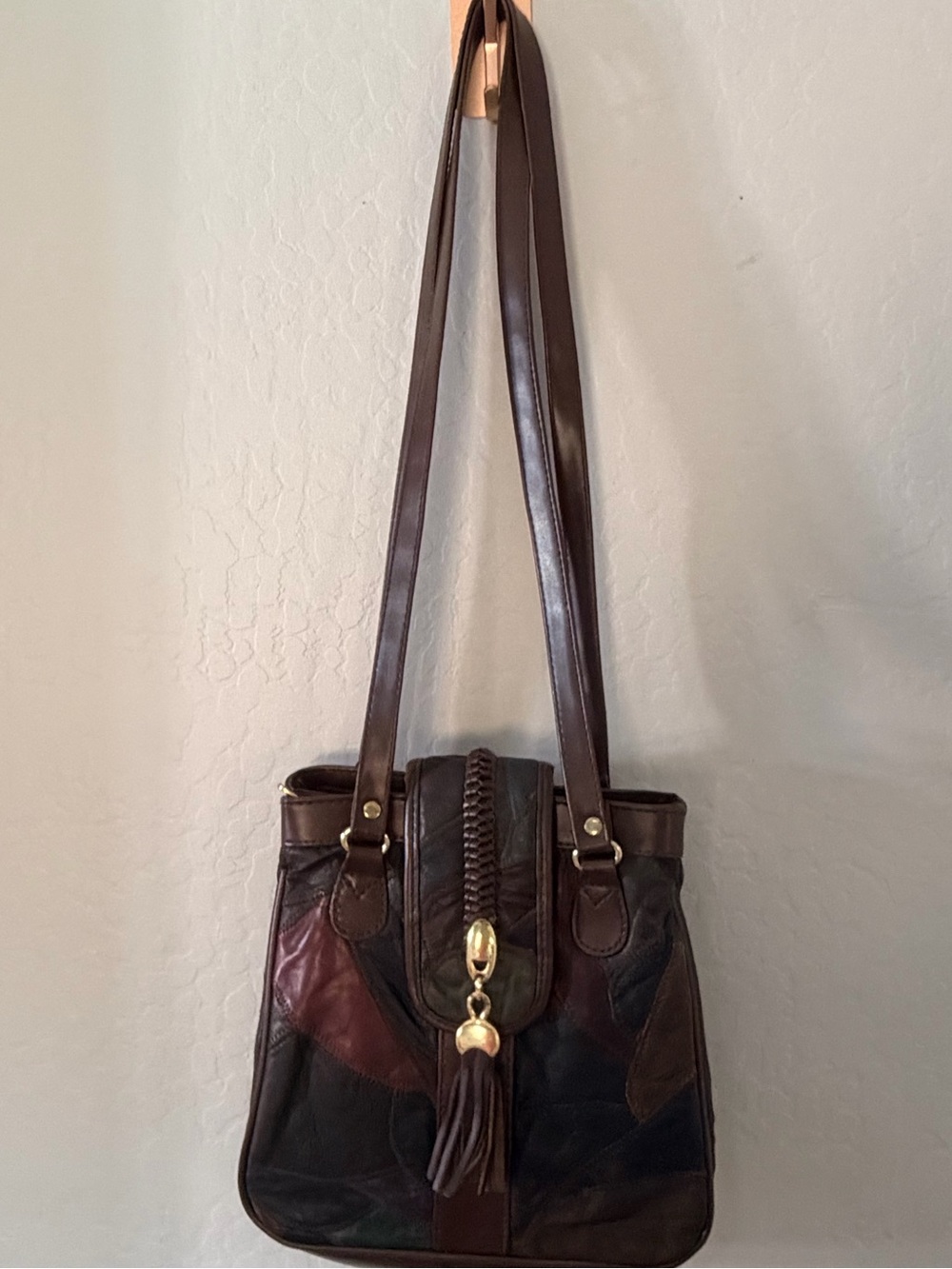 Women's Multi-Tone Vintage Brown Patchwork Leather Shoulder Bag